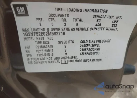 2002 Pontiac Grand Am Se1 из США, поврежденный, VIN 1G2NF52E02M592719